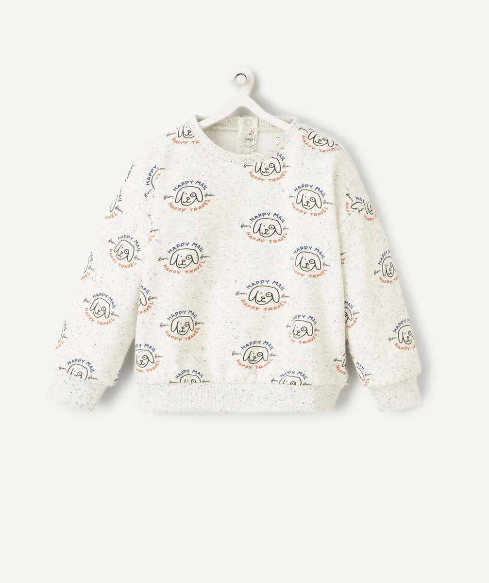 SWEAT BÉBÉ GARÇON EN FIBRES RECYCLÉES GRIS IMPRIMÉ CHIEN