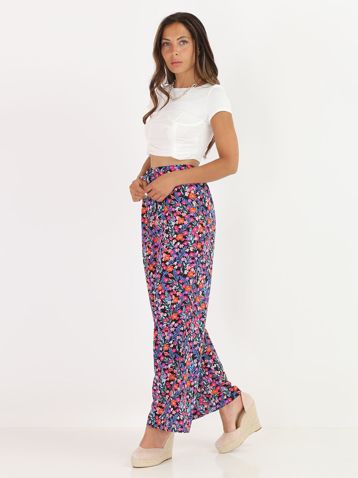 Crop top froncé style corset- Blanc