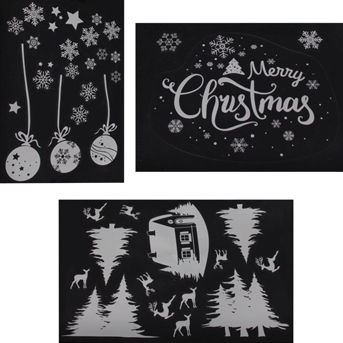 FRANK FLECHTWAREN | Vrolijk Kerstfeest Raamstickers, Set van 33, 3 Vellen, elk vel 30 x 40 cm, PLASTIC