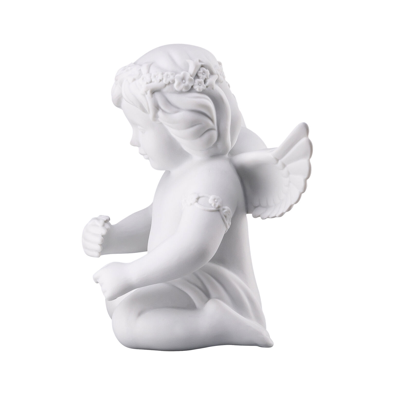 Angels Weiss matt Engel mit Blumenkranz