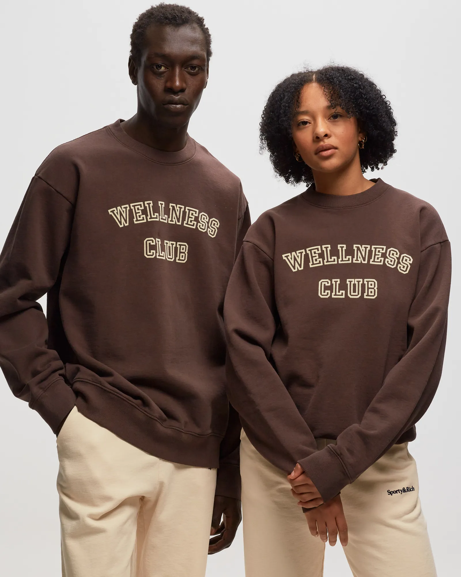 Sporty & Rich Wellness Club Flocked Crewneck