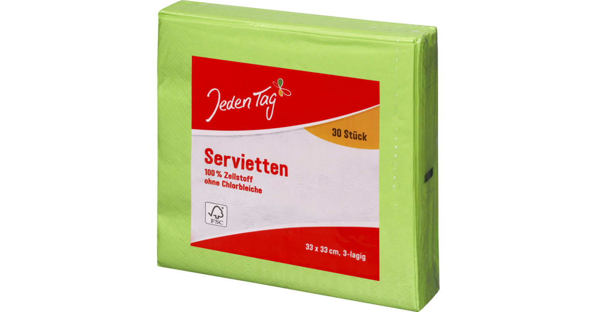 Jeden Tag Servietten apfelgrün 33x 33 cm 3-lagig