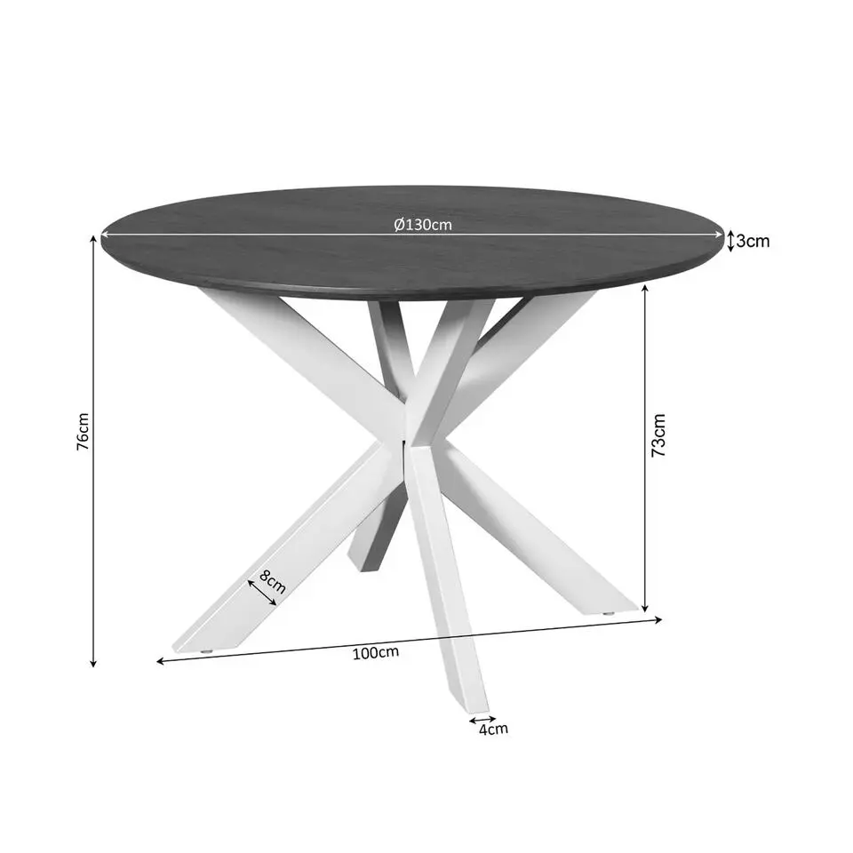 Eettafel Rond Naturel Hout - 130x130x76cm - Madison