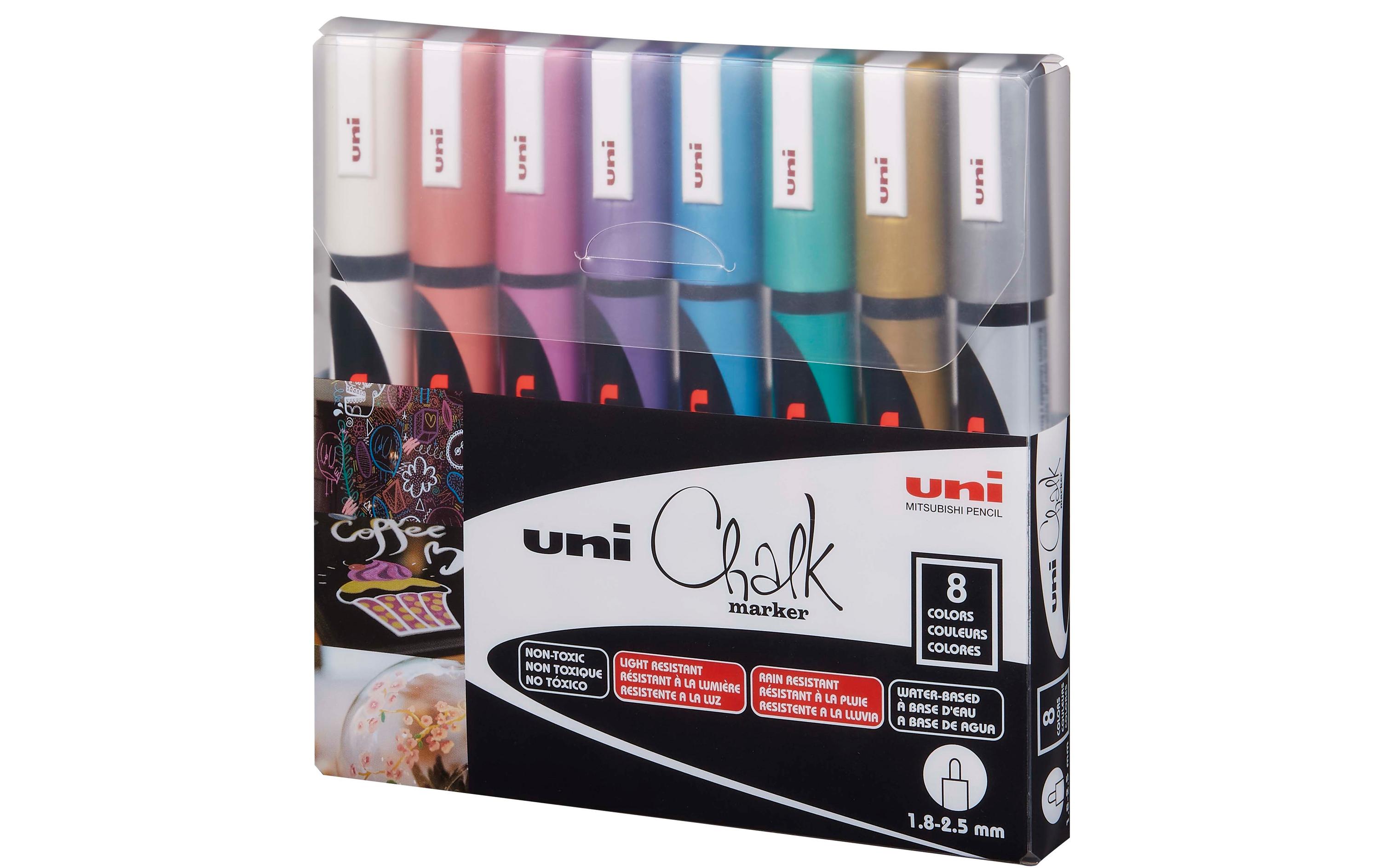 Kreidemarker Uni CHALK 1.8-2.5 mm Metallic Mehrfarbig 8 StkKreidemarker Set in tollen Farben