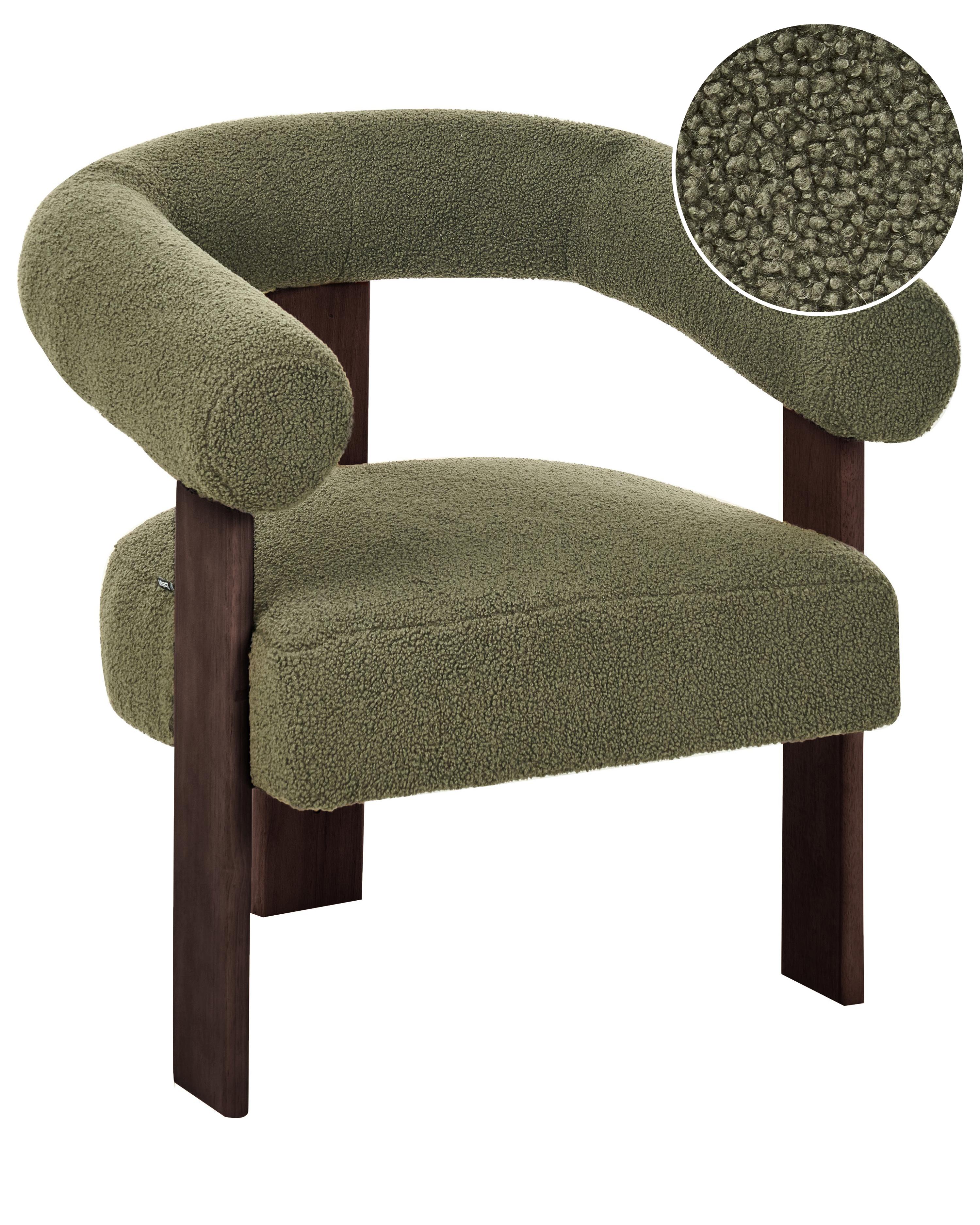 Fauteuil ILBRO Bouclé Groen/donkerbruin