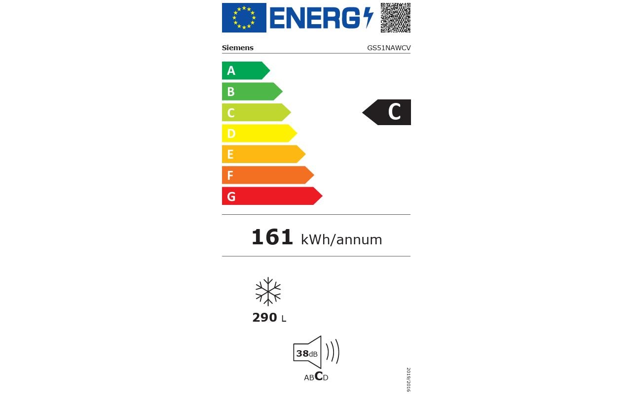 Gefrierschrank iQ500 GS51NAWCV Rechts/Wechselbar<br>Freistehender Gefrierschrank mit LED-Beleuchtung