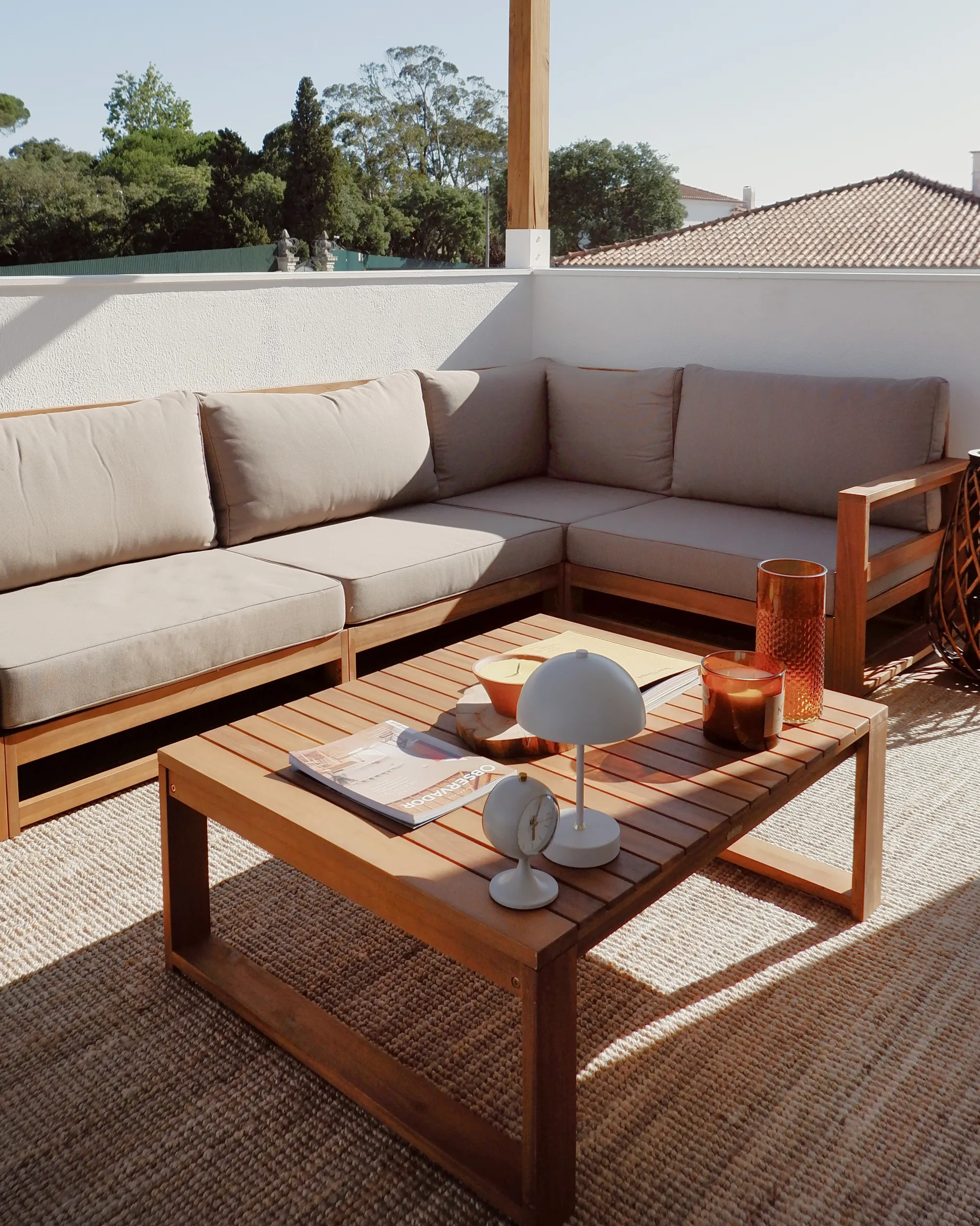 Tuin hoekloungeset met tafel 5-zits TIMOR modulair Gecertificeerd acaciahout Lichtbruin