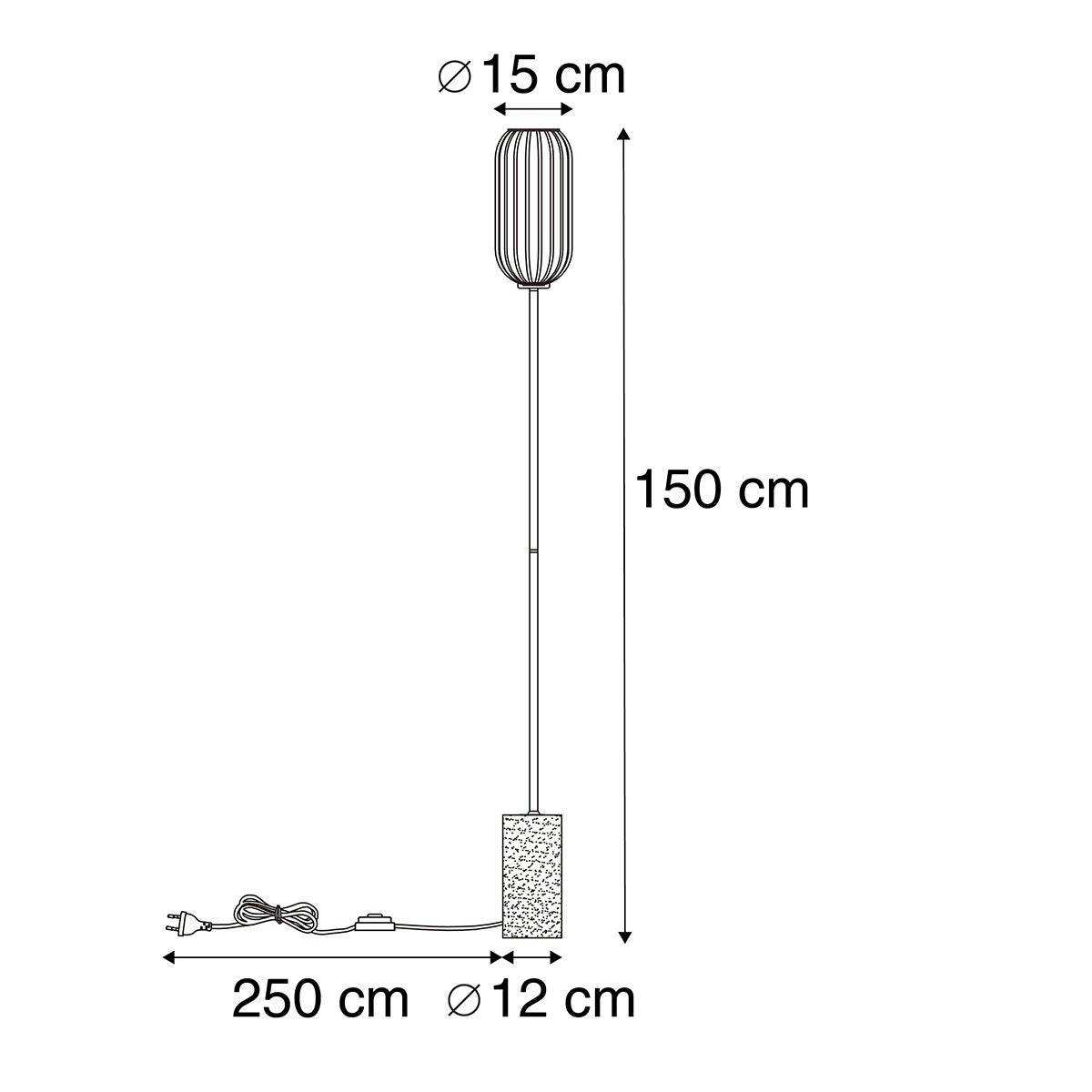 QAZQA - Art Deco Vloerlamp | Staande lamp | Vloerlamp | Lamp | Lamp van messing met helder glas - Rid | Woonkamer | Slaapkamer - Langwerpig - LED-compatibel E27