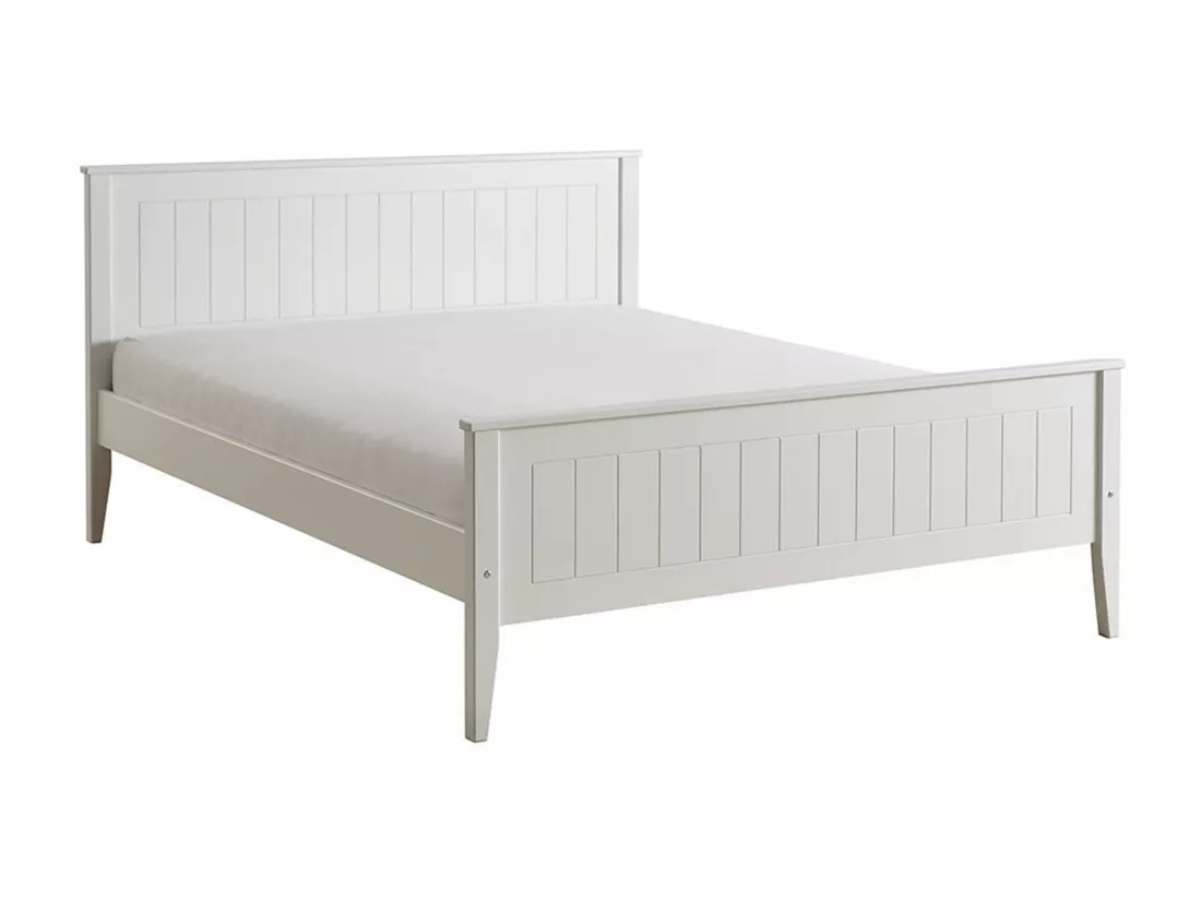 Lit 140x200 en bois Siena, couleur blanche