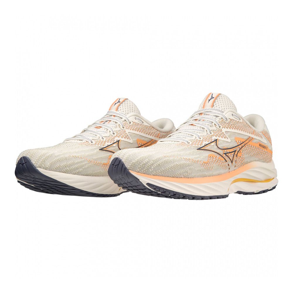 Mizuno WAVE RIDER 27 - Chaussures running Femme snowwhite/nightshadowblue/c.reef