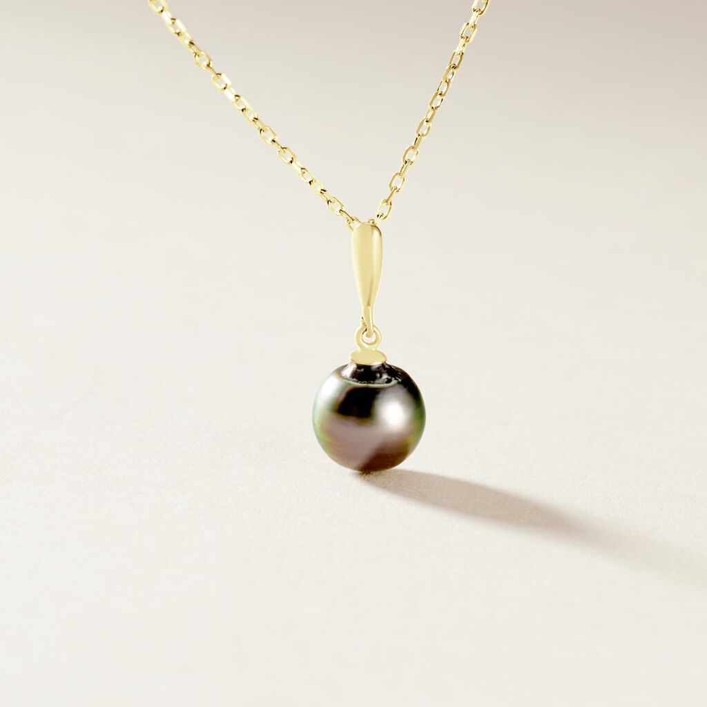 Pendentif Semi-baroque Or Jaune Perle De Culture De Tahiti