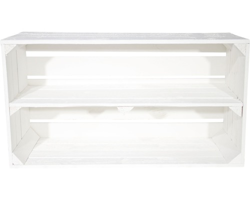 Vintage witte houten doos met plank, 68x40x30 cm