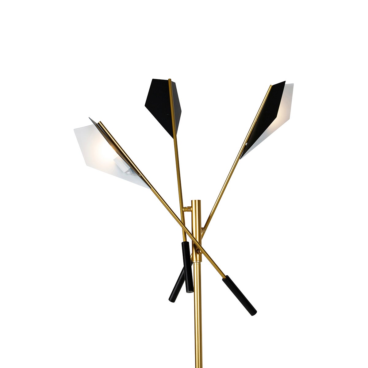 QAZQA - Design vloerlamp, zwart met goud/messing, 3-lichts - Sinem/woonkamer/slaapkamer - staal, langwerpig - geschikt voor G9 ledlampen
