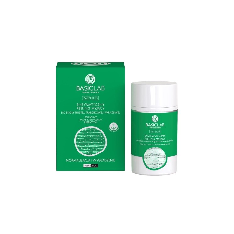 BasicLab Micellis Enzymatisches Reinigungspeeling Peeling , zu Akne neigende und empfindliche Haut 35 g
