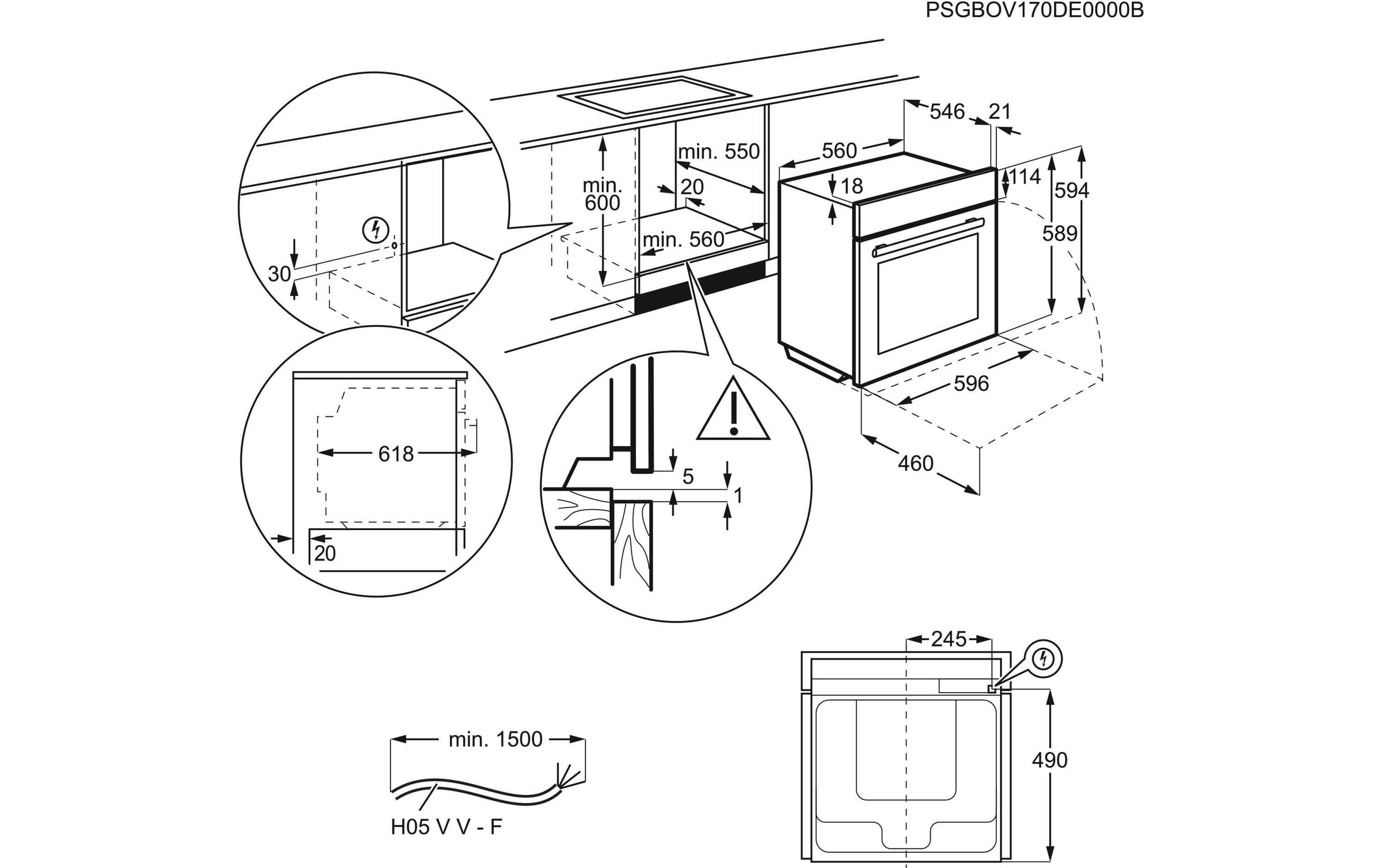 Einbaubackofen EB6GL80CN Schwarz A+<br>Backofen für den Einbau