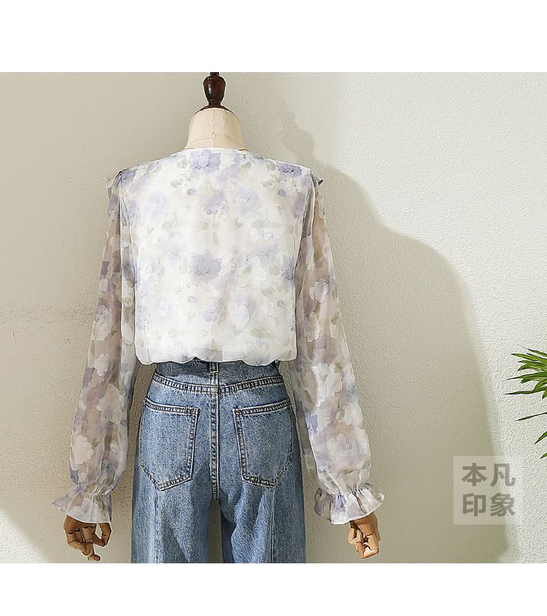 Rusutsu - Blouse met bloemenruffle