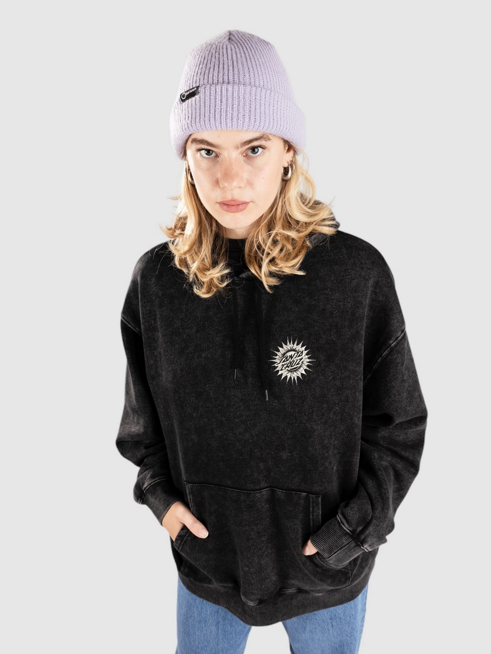 Santa Cruz Ornate Dot Hoodie black acid wash