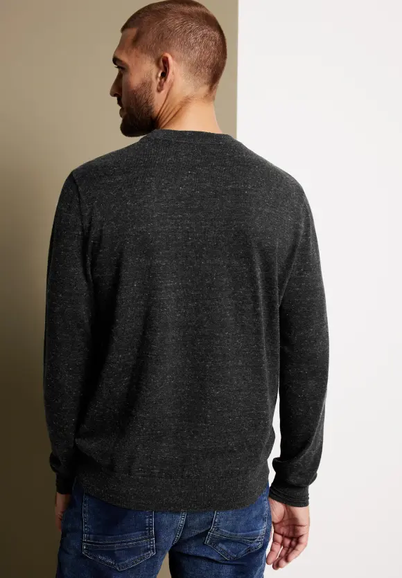 Basic Melange Pullover - anthra grey melange