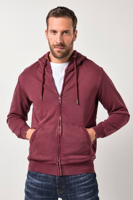 JP1880 Sweatjacke, Kapuze, Vintage Look, bis 8 XL, aubergine | Ulla Popken