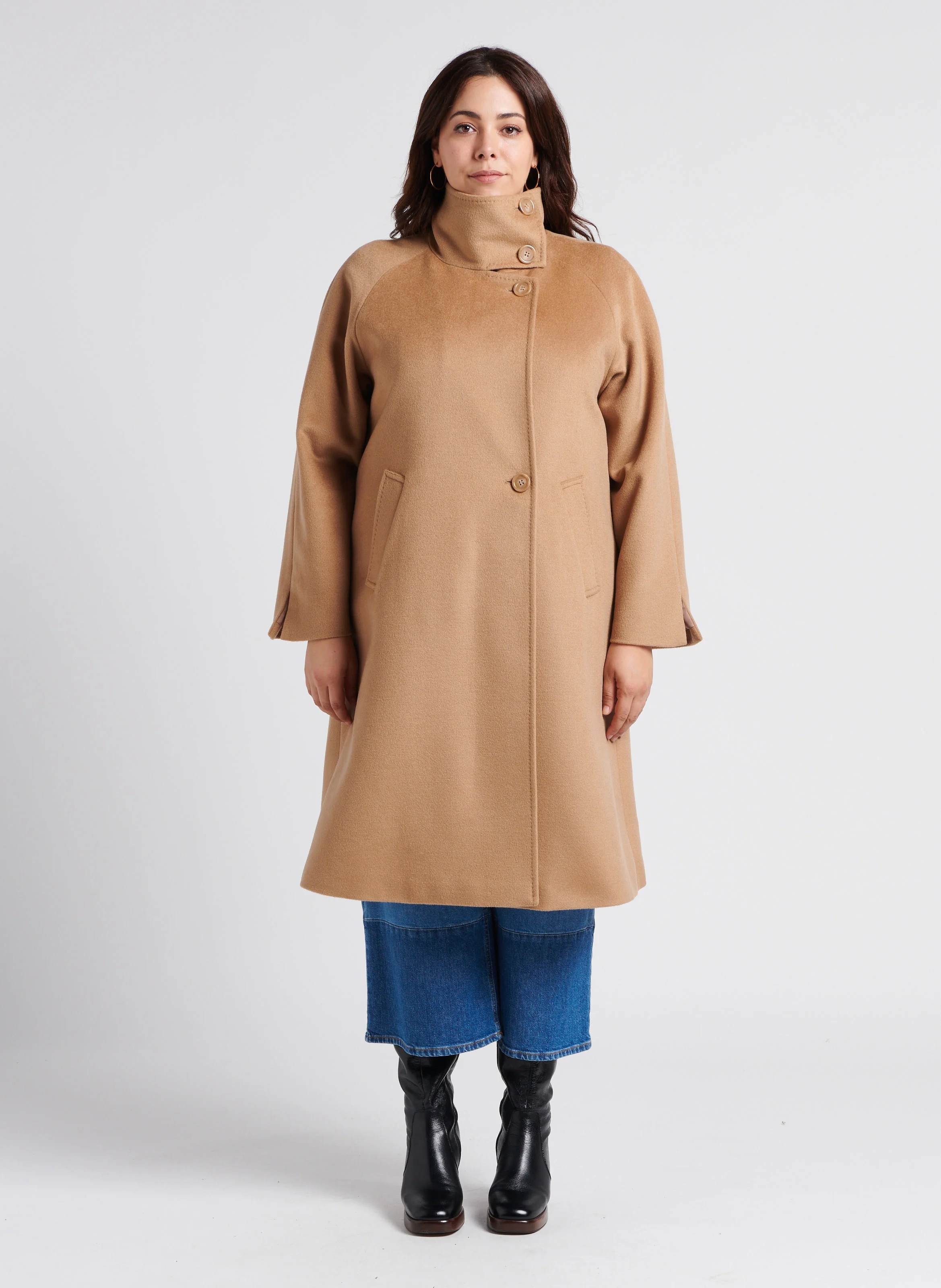 TAPPA - Manteau long col tailleur en laine | Blanc
