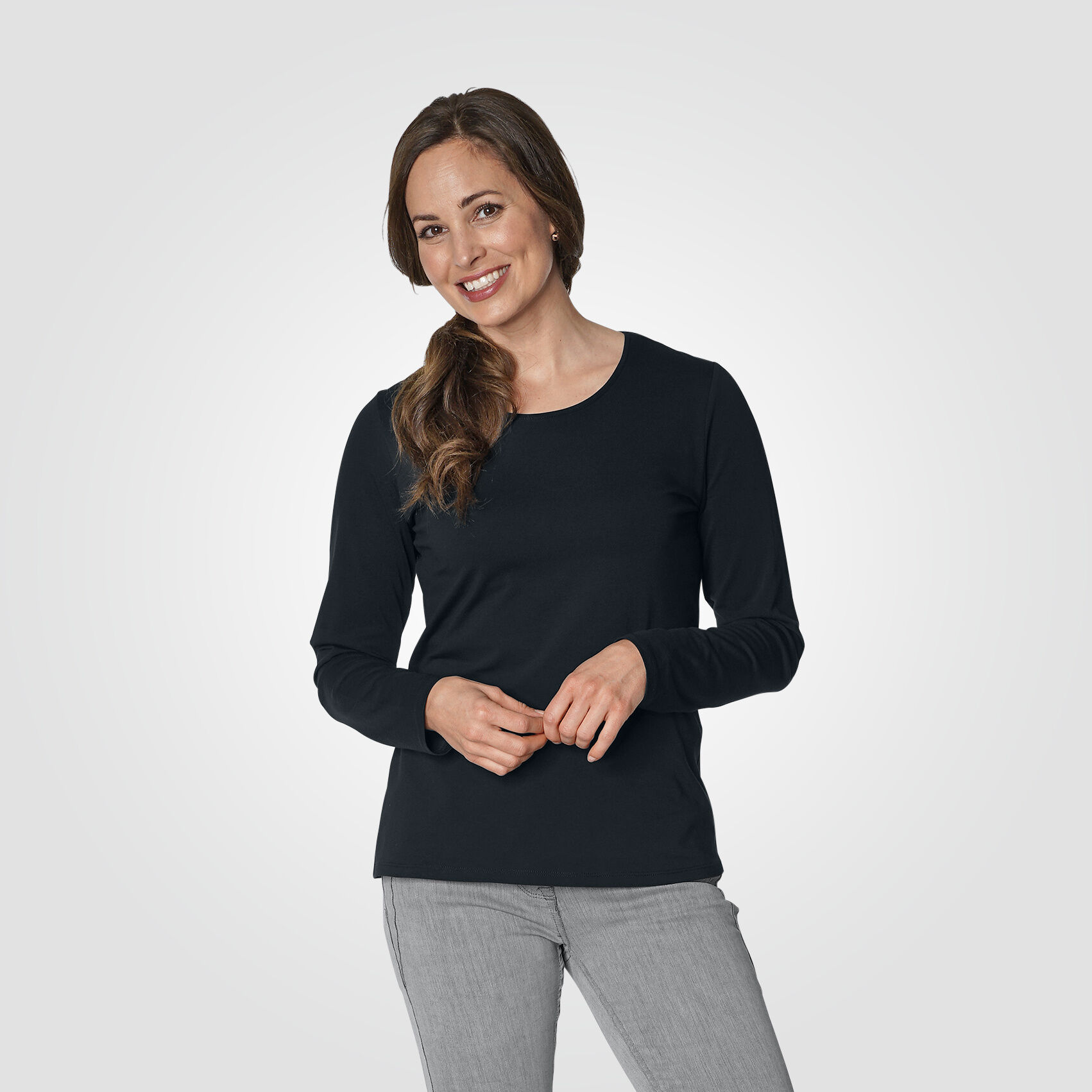 Basic Langarm-Shirt uni