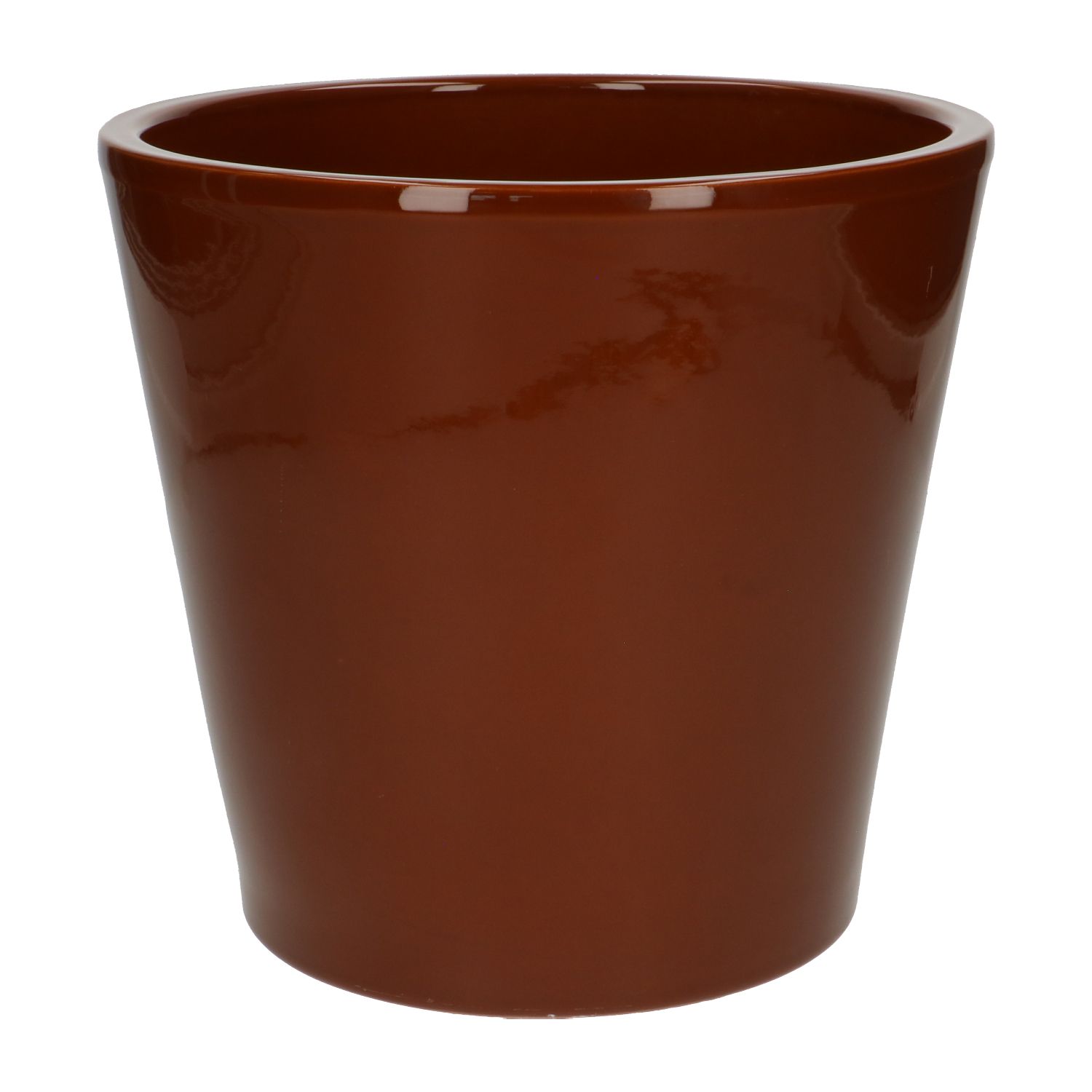 Bloempot, aardewerk, cognacbruin, Ø 20 cm