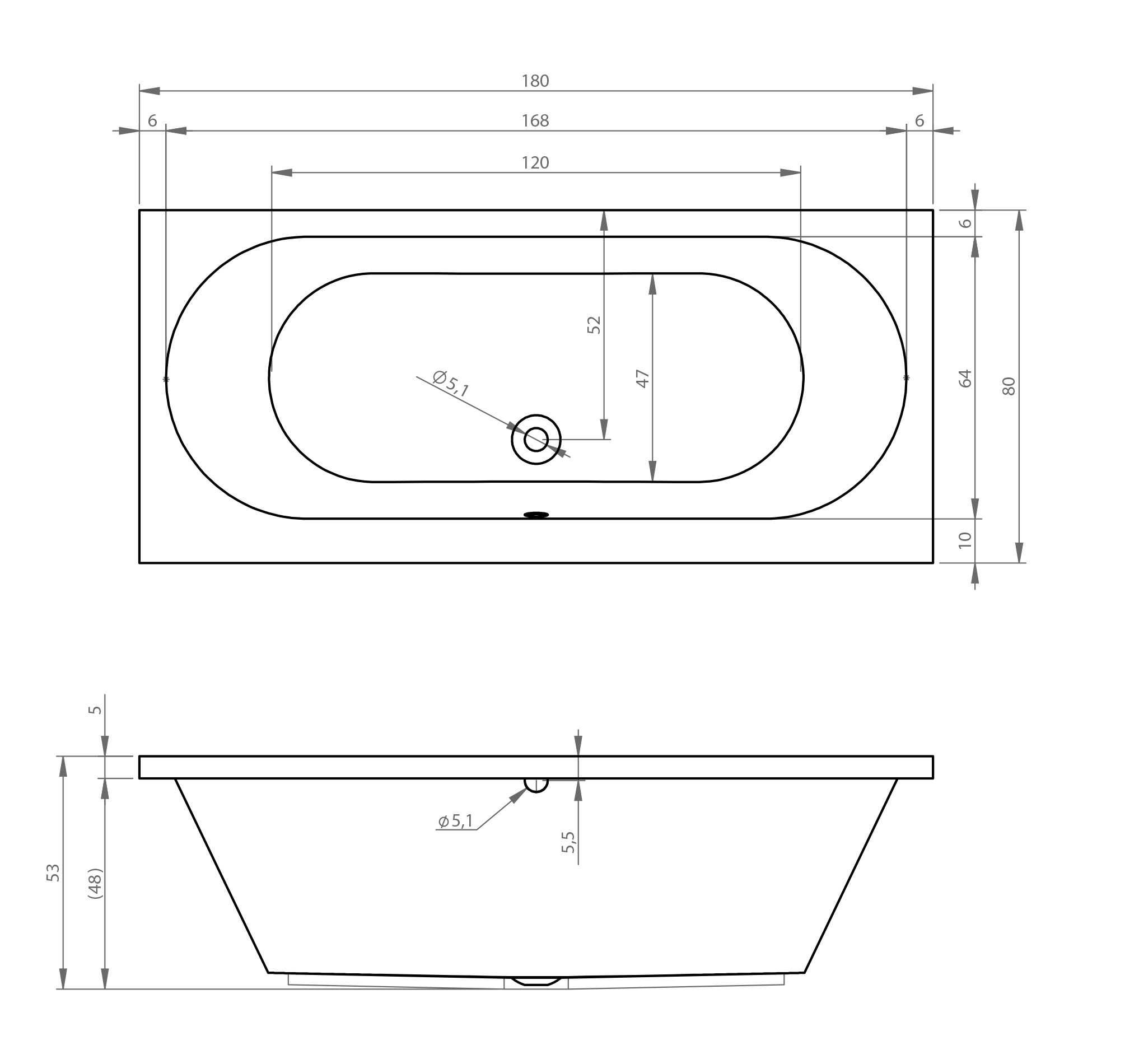 Riho Carolina bubbelbad 180x80cm wit glans pneumatisch met 6   4   2 hydrojets