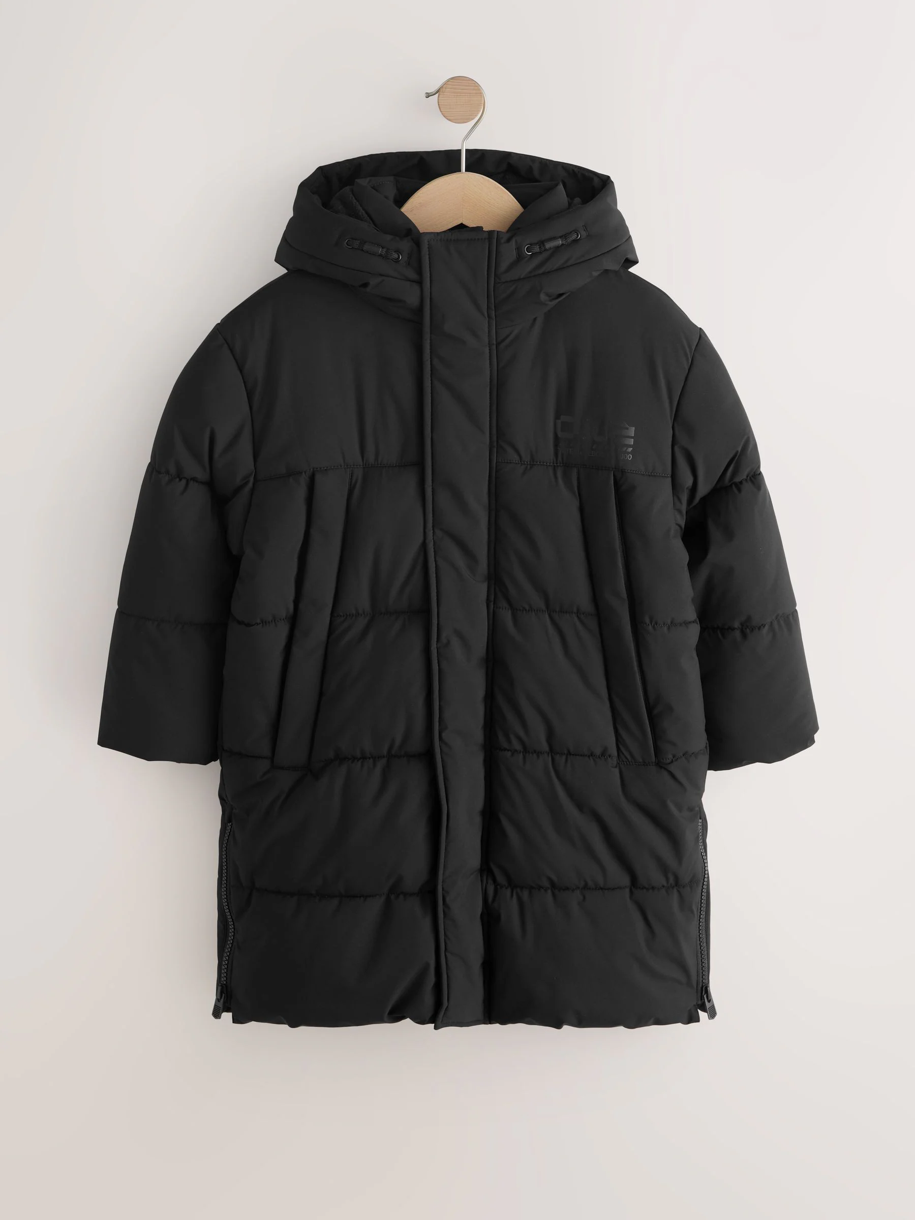 Zwart - Longline Shower Resistant Padded Coat (3-17yrs)
