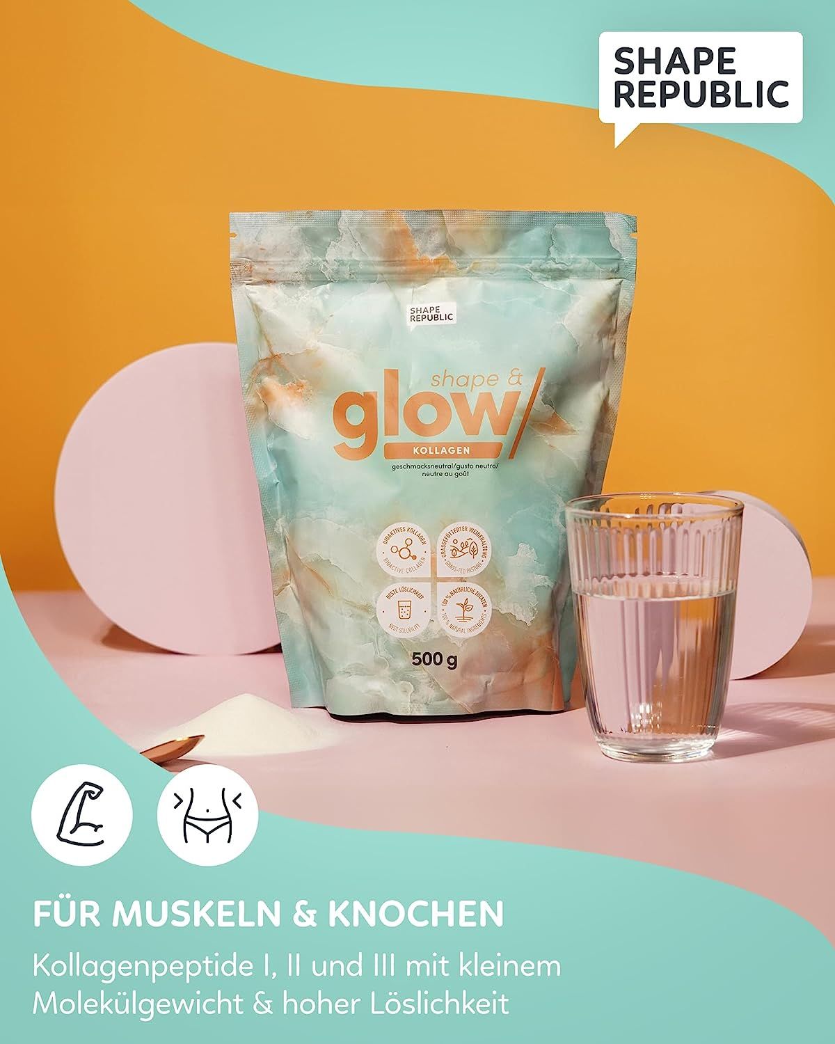Kollagen Pulver - geschmacksneutral -  mit reinen, bioaktiven Kollagenpeptiden