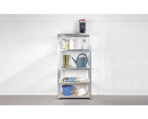 Robuuste stellingkast Atlas, gegalvaniseerd, 176x90x40 cm, 5 houten legborden, draagvermogen 875 kg