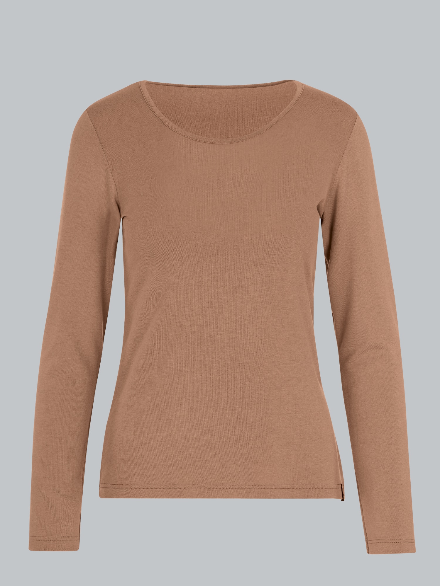 Shirt aus Viskose Langarm Haselnuss