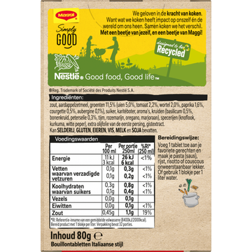 Maggi Bouillon Italiaans met Tomaat en Zongerijpte Groenten 8 Stuks 80 g