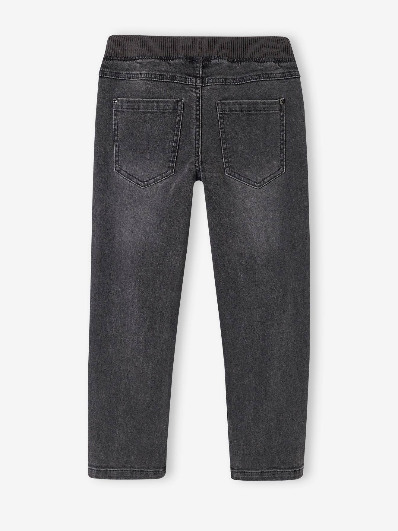 Calça jeans reta indestrutível para meninos (cor pedra)