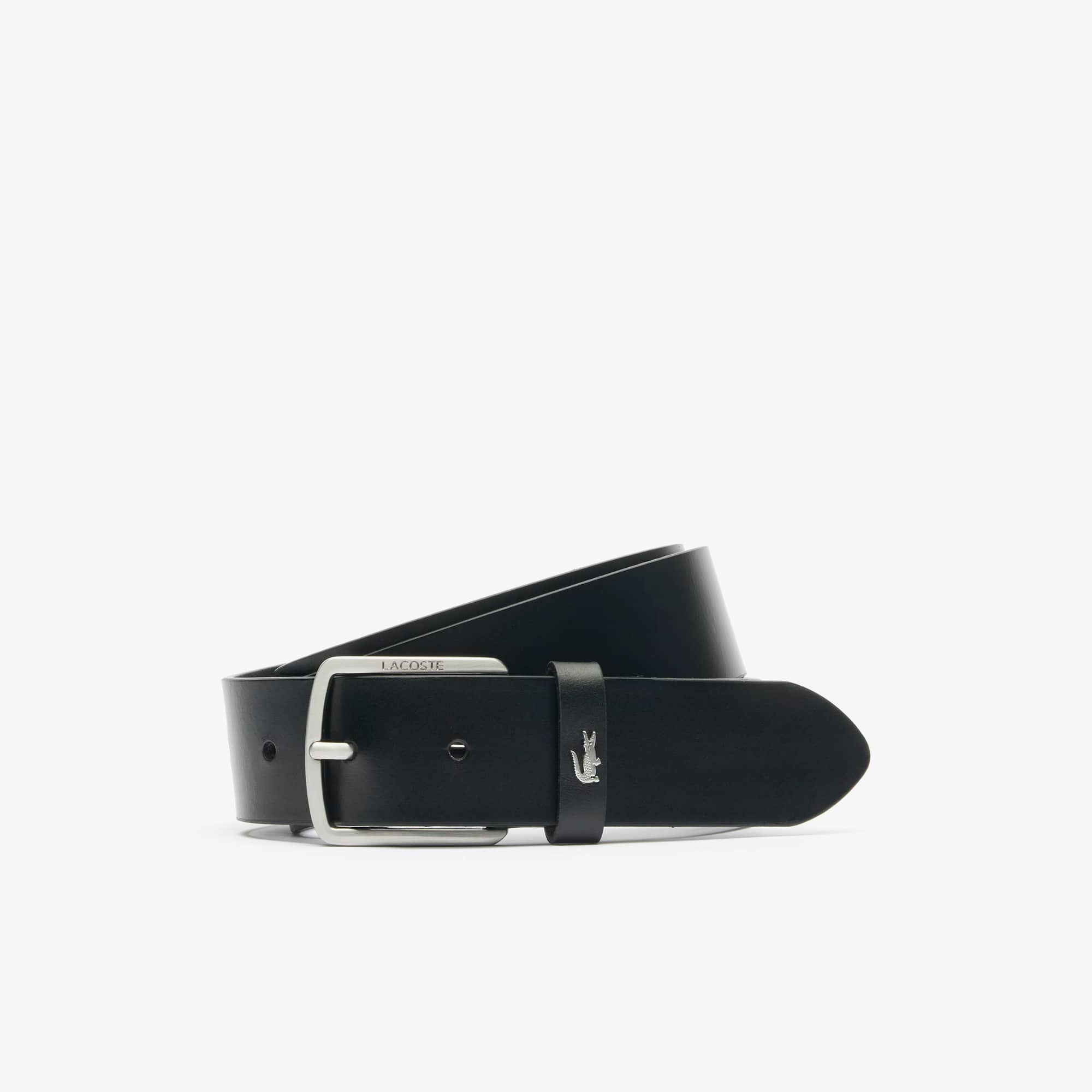 Ceinture en cuir lisse tannage végétal Ceintures - Noir - Lacoste - Homme