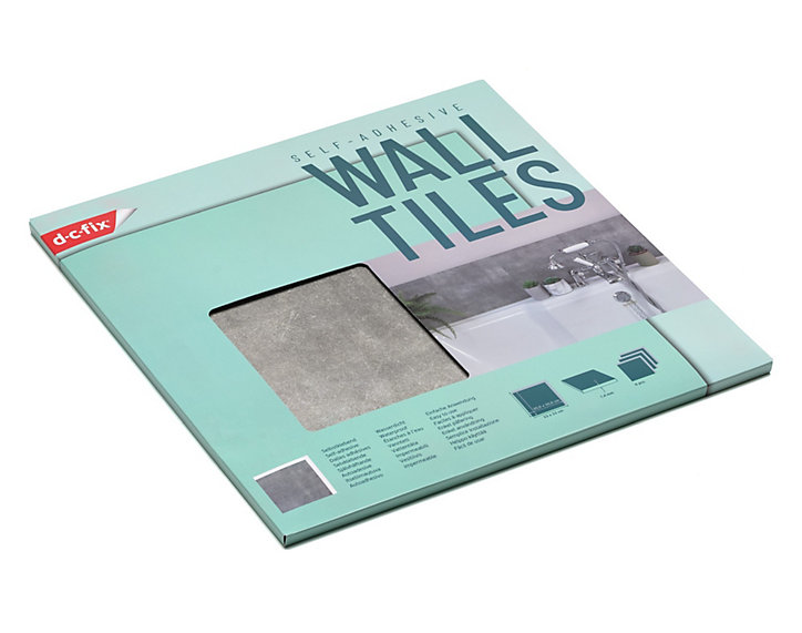 Lot de 6 dalles adhésive murales Wall Tiles DC FIX Carreaux de ciment effet béton L. 30,5 x l.30,5cm