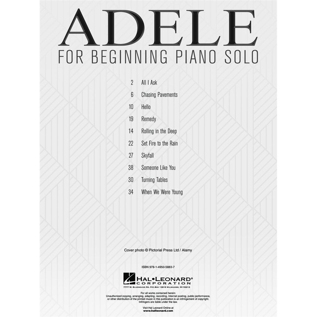 Hal Leonard Adele for Beginning Piano Solo 10 favorites