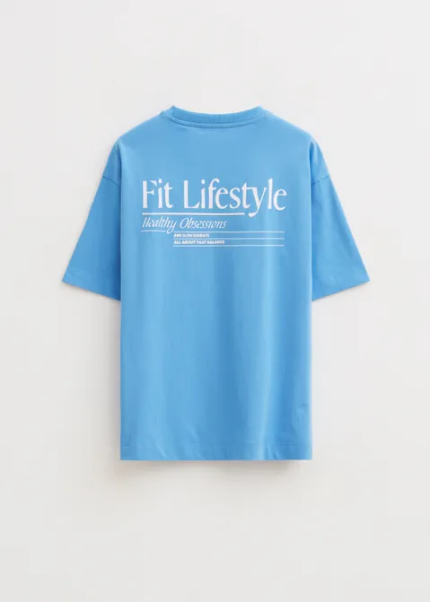 T-shirt met print lifestyle blauw (BLW)