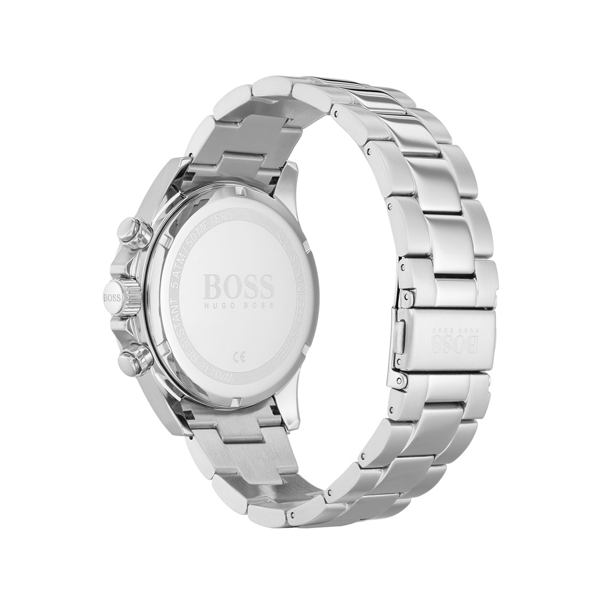 Montre BOSS sport lux homme chronographe, bracelet acier argent