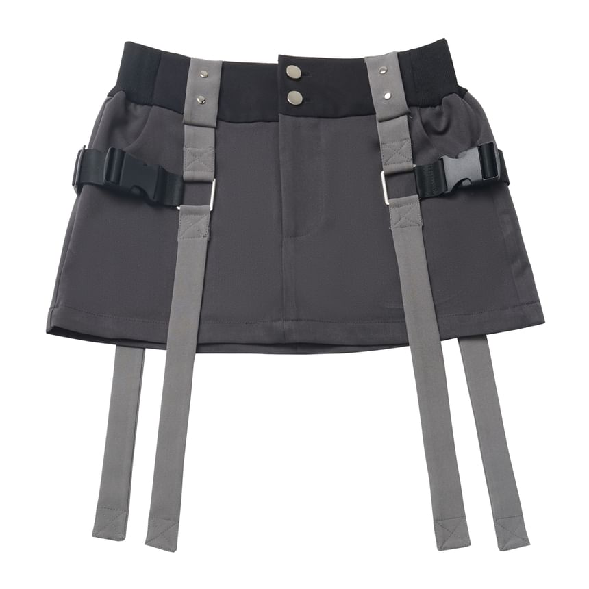 Florimi - Minirokje met hoge taille en kleurblokken en gespen