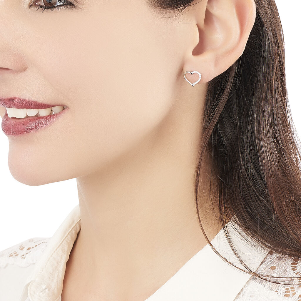 Boucles D'oreilles Puces Salona Argent Blanc Oxyde De Zirconium