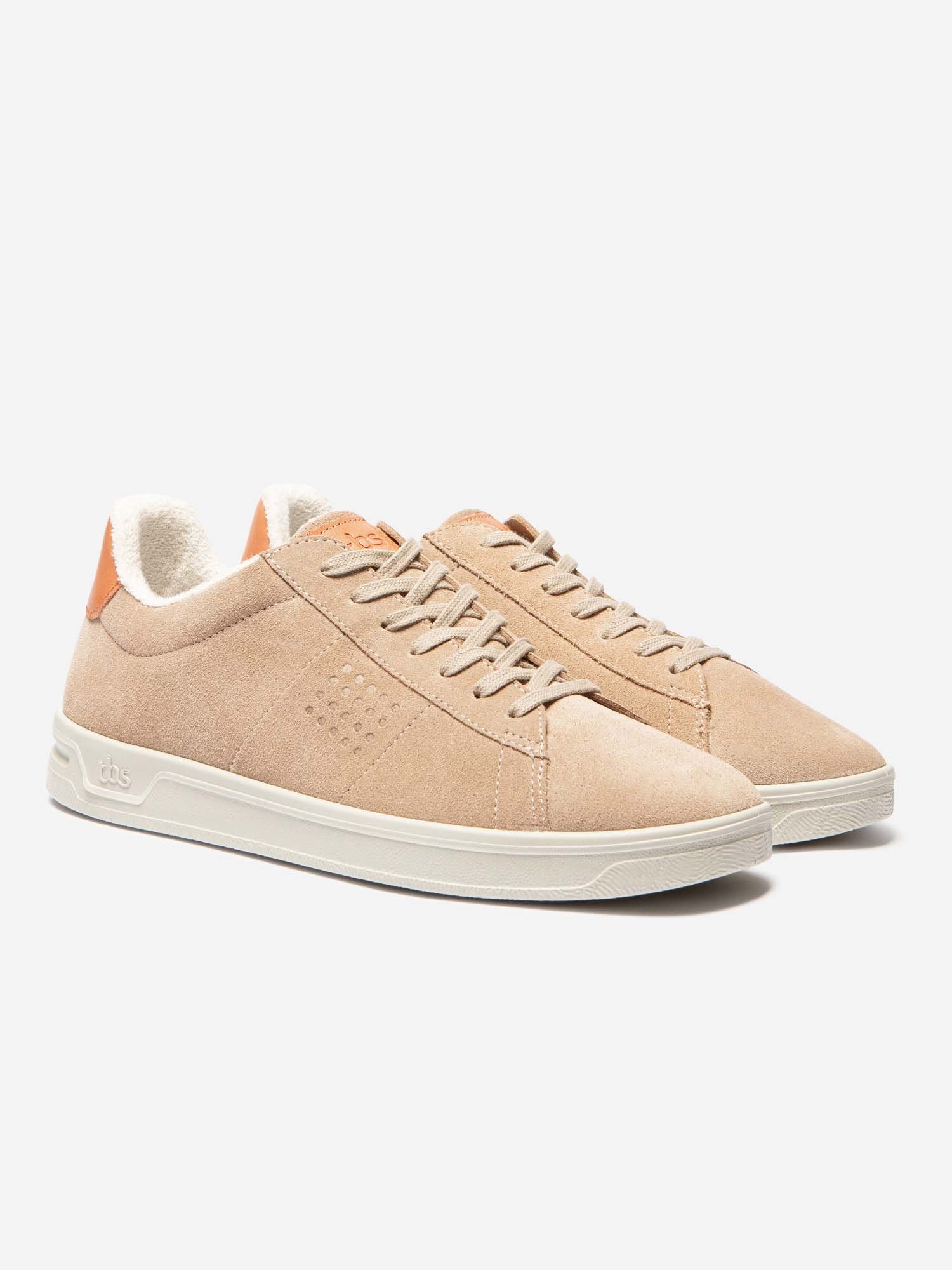 Baskets Homme Fabriquées En France Cuir Velours Beige