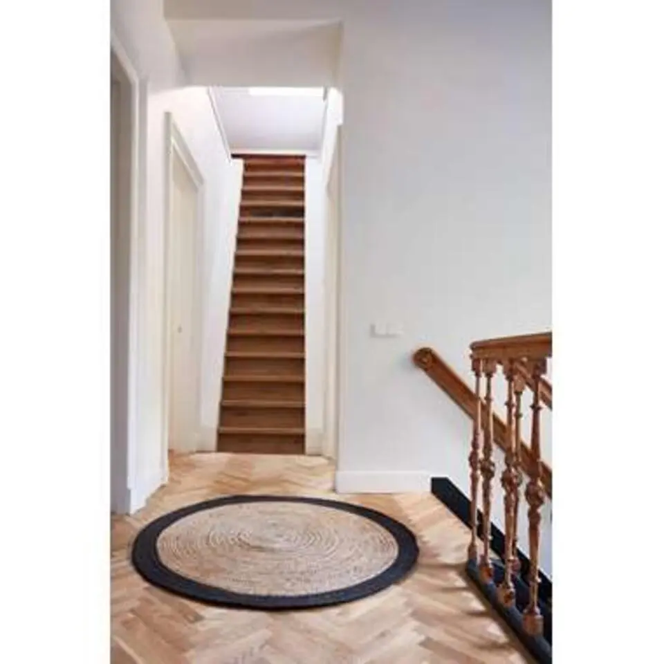 EVA Interior Vloerkleed Jute Rond - Naturel/Antraciet - 200 Ø