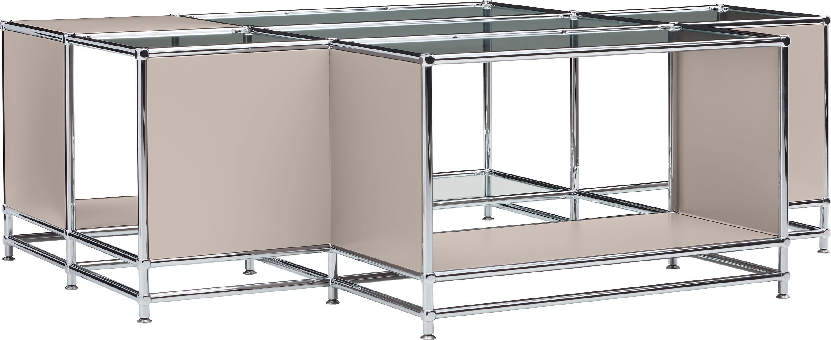 FLEXCUBE_Salontisch_Glas_taupe_152x116 - Taupe / B: 152.5 cm x T: 115.0 cm x H: 49.0 cm