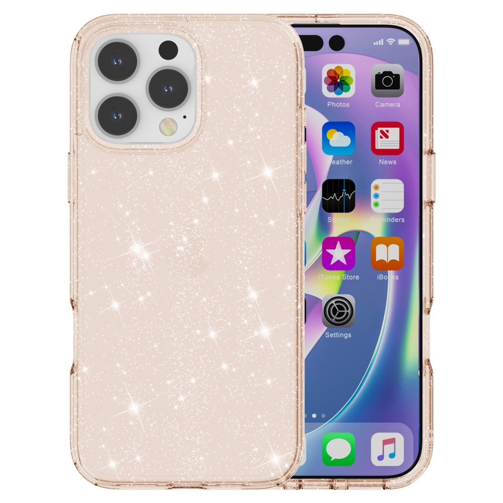 iPhone 16 Pro Max Hybrid Hardcase Schutzhülle im Glitzer Design - Gold / Transparent
