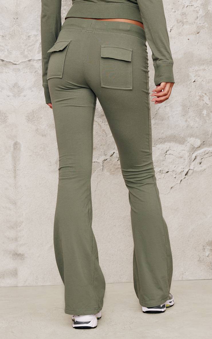 Bleu-vert Pantalon Évasé Skinny Taille Basse Coordonné