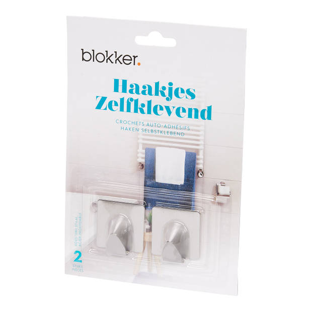 Blokker haakje vierkant klein - RVS