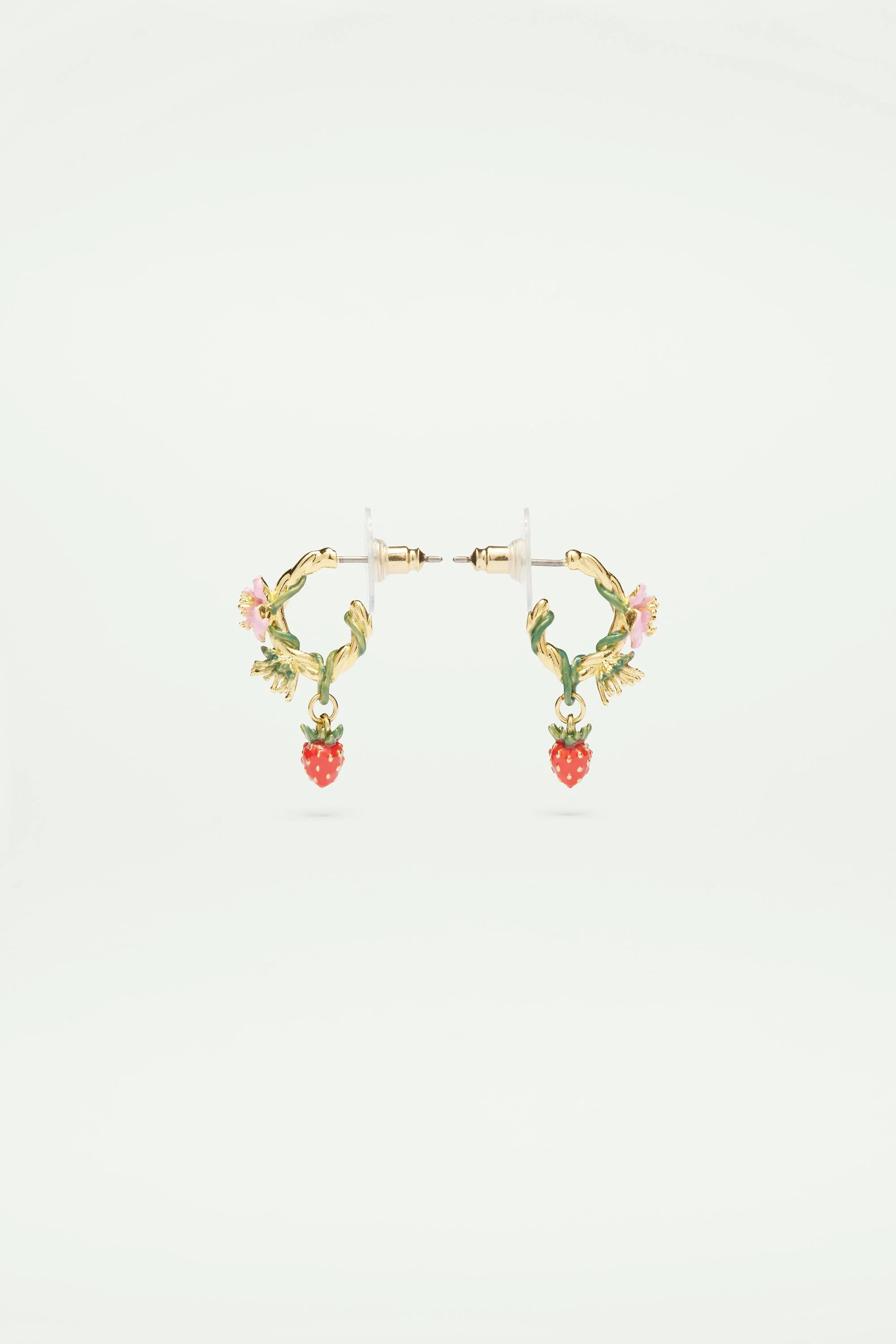 Boucles d'oreilles tiges créoles fraise des bois | Multicolore