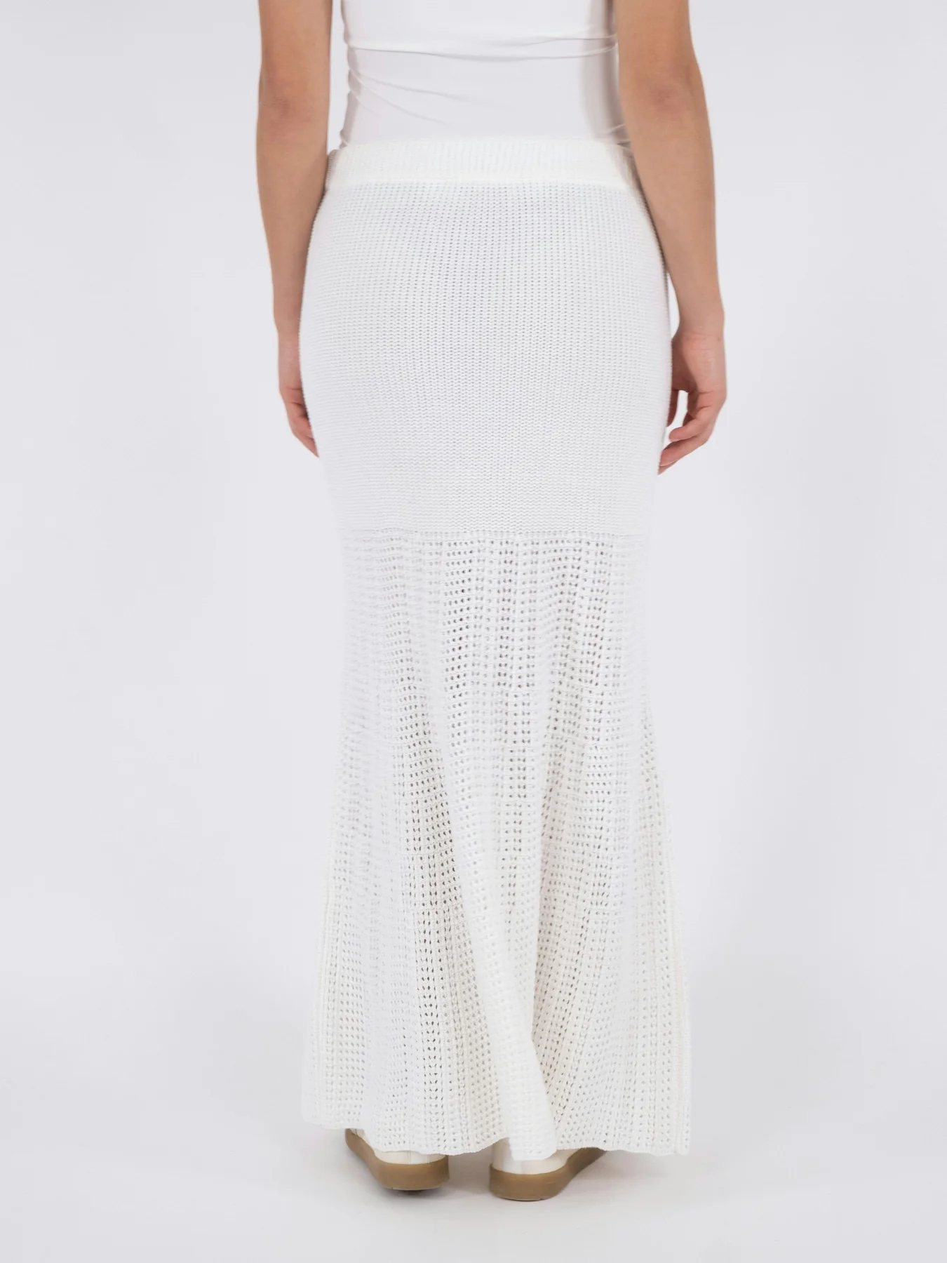Neo Noir Lyric Crochet Knit Skirt white