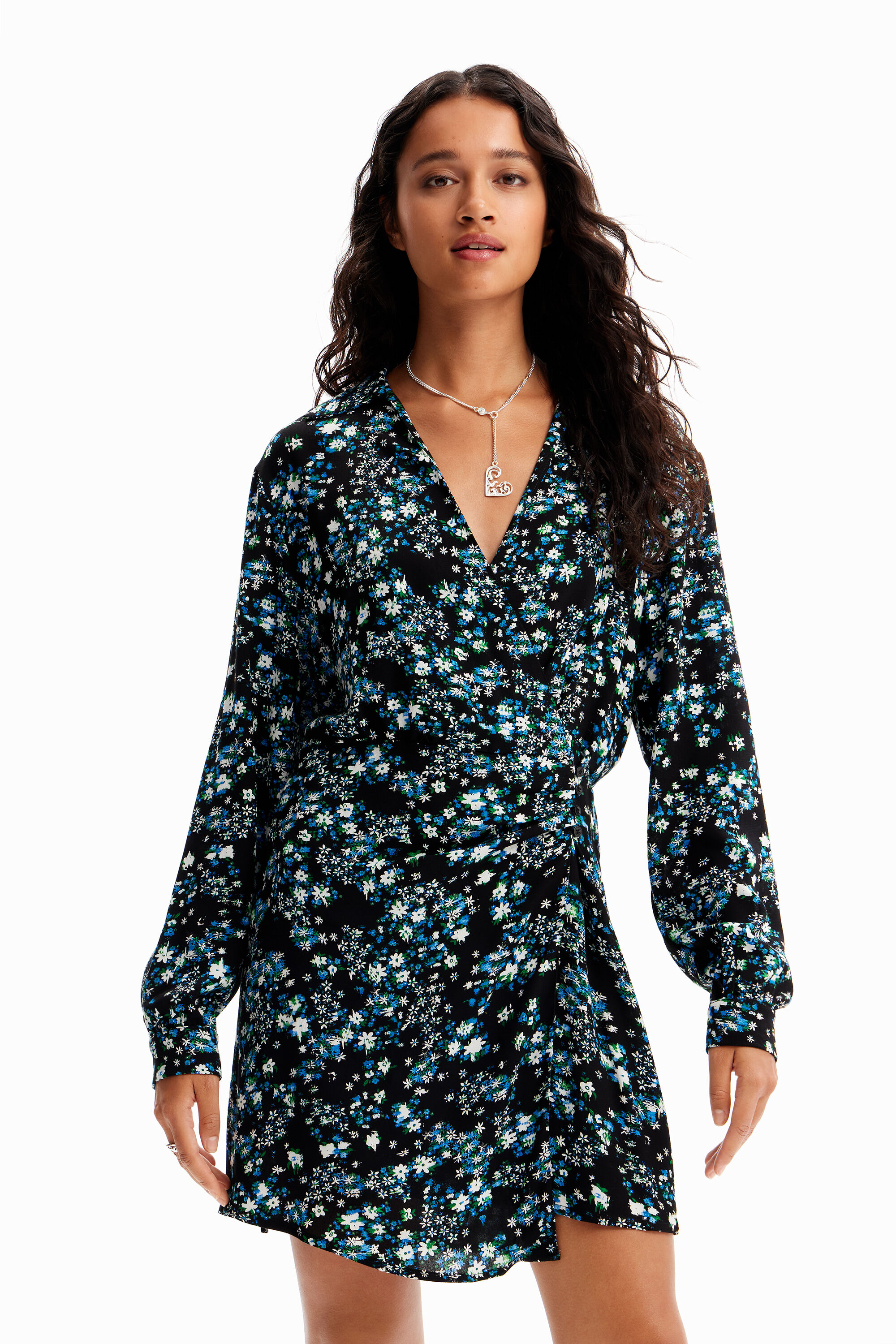 Robe courte croisée fleurs