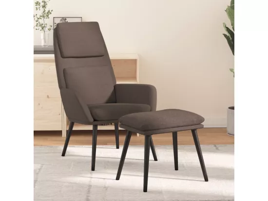 Chaise de relaxation avec tabouret Taupe Tissu